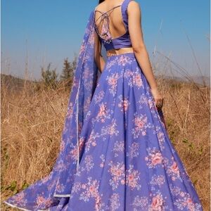 Floral Purple Lehenga Choli Set with Dupatta
